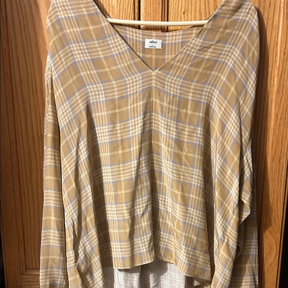 Wilfred Tops - Wilfred Mustard and Cream Plaid V-Neck Tunic
